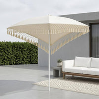 Fringe Market Patio Umbrella Decorative Square Umbrella with Fringe Windproof for Coffee Shops Owners, Beach