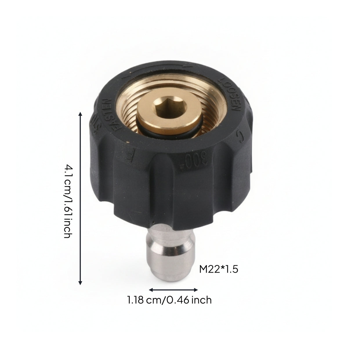 M22 X 1.5 Adapter Knurled Grip M22 to 1/4 Inch Adapter Threaded Quick-Connect Fitting Hex Section