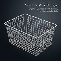 Hanging Basket Storage for Shelves with Powder Coated Metal Wire Mesh, Pantry Organisers and for Kitchen Bathroom Retail