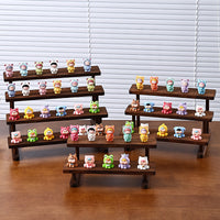 Walnut Wood Figure Display Stand with Wave Design