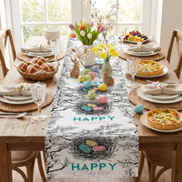 Easter Table Runner Decorative Bunny Egg Print Table Runner Heat Insulating Home Decoration for Party Hosts, Homeowners, Kitchen