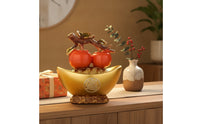 Gilded Wealth Vessel Bowl with Persimmons Wealth Tabletop Decoration Traditional Sculpture for Housewarming