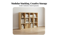 Versatile Solid Wood Bookshelf Long-Lasting Construction Fir Wood Grid Shelf Stable Structure Accessible Bookshelf High Load-Bearing Capacity for Students, Homeowners, Living Room, Bedroom, Home Office, Entryway