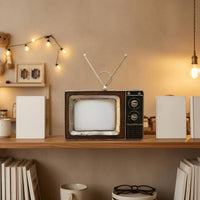 Retro TV Ornament Distressed Finish Iron TV Decoration Brown and Black for Shelf