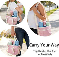 Insulated 4-Cup Drink Carrier Tote Bag with Shoulder Strap for Picnic, Lunch, Coffee, and Cold Drinks
