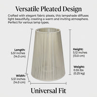 Light Shade with E27 and Double Fitting for Table Lamps, Pleated Textile Lampshade for Living Room Decor, Bedroom Ambient