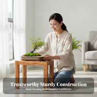 Multifunctional Square Wooden Pedestal Mortise and Tenon Joinery Square Display Platform Long-Lasting Construction Home Decoration Two-Tier Storage for Plant Owners, Interior Decorators, Tea Room, Shelf, Tabletop, Balcony