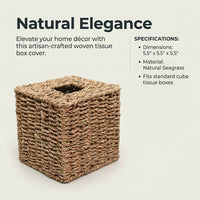 Woven Tissue Box Cover, Modern Minimalist Straw Weaving