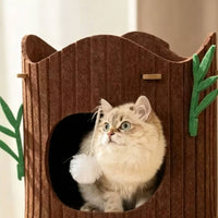 Kitten Tree with Cave Winter Warm Pet Furniture Stable Base for Living Room