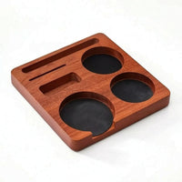 Tamper Station with Slots Wooden Espresso Accessory Organizer Multi-Slot