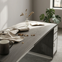 Writing Table with Side Cabinet Modern Design Computer Desk Space-Saving Easy Assembly for Bedroom