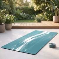 Marbled Fitness Mat with Strap Thick Fitness Mat Rectangular Carrying Strap Cushioned for Home Workouts