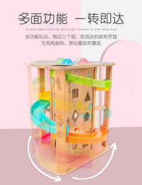 幼儿童益智多功能旋转滑道滑翔车敲球配对游戏早教益智木制玩具