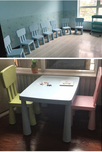 幼儿园儿童桌椅学习桌椅书桌方桌游戏桌可爱加厚宝宝桌 粉桌+方背椅