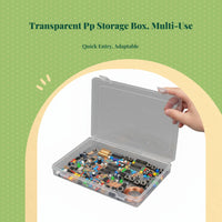 Rectangular Transparent Plastic Storage Box, Multi-Purpose Organizer, Hinged Lid, Compartment Container for Jewelry, Office Supplies, angling equipment