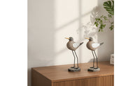 2 Pieces Bird Figurine with Base Nature-Inspired Sculpture Earthy for Tabletop