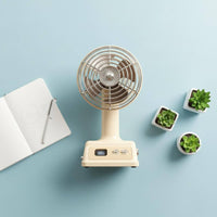 100 Speed Settings Digital Display Table Fan 1200mAh Battery Portable Vintage Design Fan Adjustable Angle Small Appliance Low Noise for Students, Desktop, Office, Dorm Room