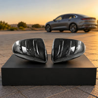 Sporty Look Carbon Fiber Pattern Mirror Caps Self Carbon Fiber Pattern Trim Scratch Protection Vehicle Body Styling Kit Weather Resistant