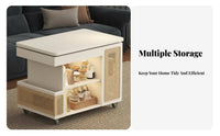 Adjustable Curved Design D End Table With Wheels Serving Trolley Mobile Design Versatile for Distant Workers, Homeowners