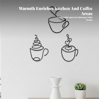3 Pieces Coffee Cup Wall Decor Housewarming Gift Home Decoration Modern Look Rustic Accent for Cafe Owners, Homeowners, Bedroom