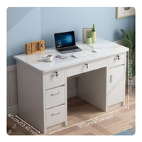 Computer Desk with Drawers Modern Simple Design Locking Storage Writing Desk Space Saving Study Desk Table for Students, Adults, Bedroom, Dorm Room
