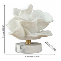Coral Tabletop Ornament White Desktop Decor Piece Gilded Finish for Cabinet