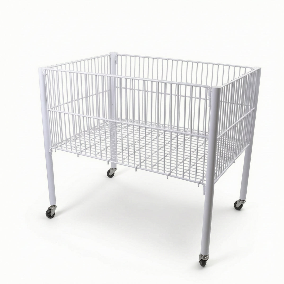 Wire Storage Basket with Wheels Breathable Rolling Wire Basket Cart Wheeled