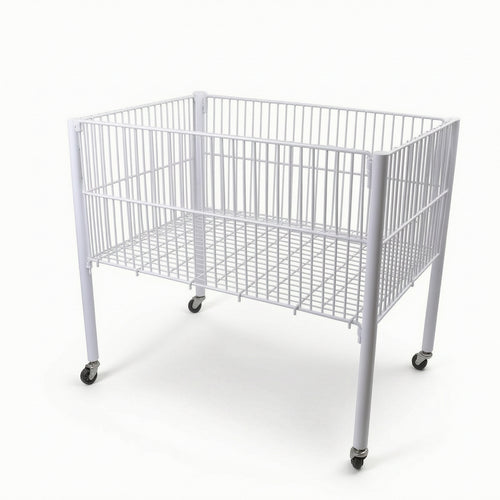 Wire Storage Basket with Wheels Breathable Rolling Wire Basket Cart Wheeled