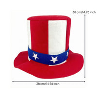 Patriotic Top Hat Star Band Felt Top Hat Cylindrical Crown