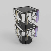 Acrylic Sunglasses Organiser, 2-Tier Rotating Display Stand, Clear Desktop Eyewear Holder for Retail
