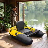 Compact Inflatable Fishing Boat with Seat Portable Fishing Belly Boat Lightweight Buoyant Tube Comfortable for Anglers