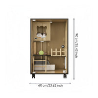 Cat Activity Center Cat Tower with Storage Cat Tree with Litter Box Enclosure Hidden Cat Litter Furniture Sturdy Wooden Structure Clear Glass Door Suitable for Indoor Cats Home Use
