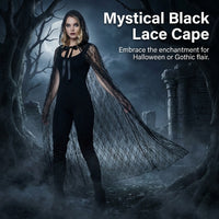 Witch Costume Hooded Cape, Halloween Witch Costume Gothic Party, Women's Fancy Dress, Elegant Lace R - Image 2