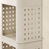 Kitchen Wagon, 3-Tier, Wagon with Casters, Plastic, Matte Cream Color, Kitchen Storage