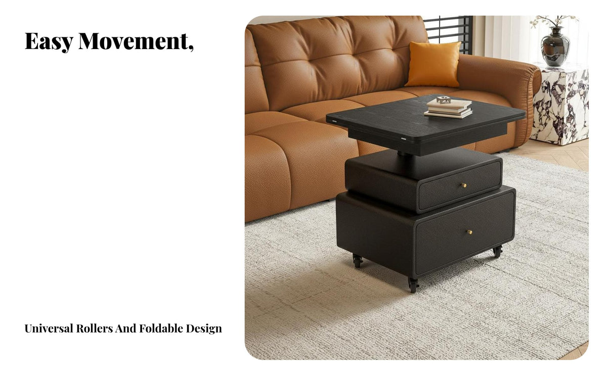 Space-Saving elevateTop Coffee Table Multi-Functional transformable elevateTop Dining Table Height-Adjustable Living Room Furniture Foldable Design for Small Apartment Dwellers, from afar Workers, homeowners, Home Office