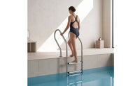 Stainless Steel Pool Ladder Surface Mount Pool Ladder with Handrails Rust-Resistant for Backyard Pools