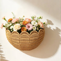 Woven Basket with rimed Rattan-Like Wall Basket Space-Saving for Entryway, Nursery, Washroom