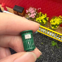 1/64 Scale Trash Can Highly Detailed 1/64 Scale Garbage Can Weathered Finish Resin Diorama Props for Hobbyists