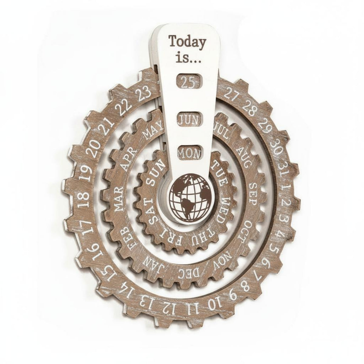 Wooden Wall Calendar Decor Printed Gear-Theme Wall Calendar Reusable