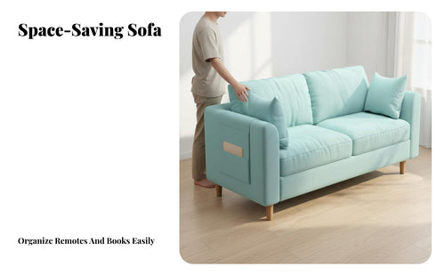 Space Saving Small Apartment Sofa Comfortable Compact Apartment Couch Easy Assembly 2 Seater Loveseat Sturdy Construction for Renters, Students, Office Workers, Rental Home, Bedroom, Dorm