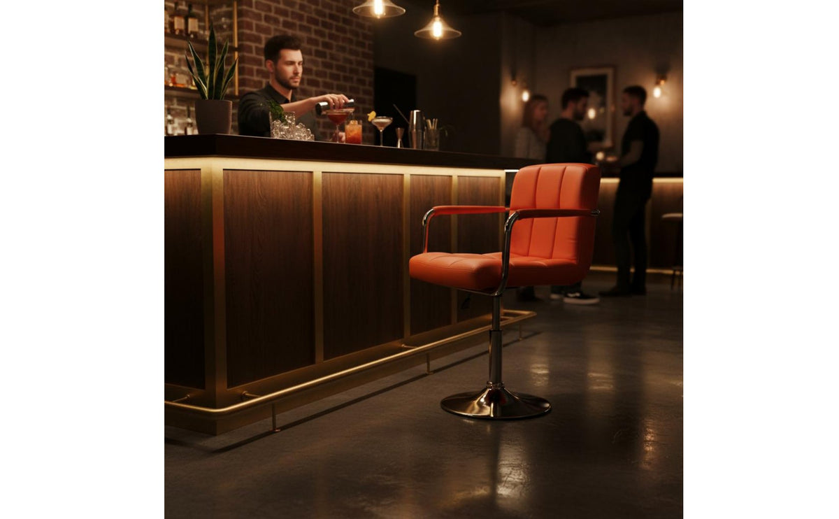Adjustable Rotate Bar Stool Cushioned Seat Upholstered Counter Chair Modern Kitchen Island Stool Ergonomic Design for Cafe