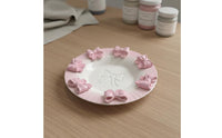 3D Embossed Bow Plate Hand-Painted Pink Bow Plate Underglaze Color for Girls