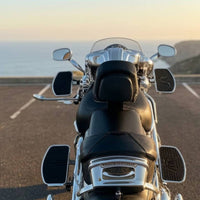 Wide Platform Motorcycle Footrests with Rubber Grip Grooved Motorcycle Footrests with Rubber Inlay Slim-Line Footrest Non-Slip for Motorcyclists, Cruiser Riders, Highway Cruising