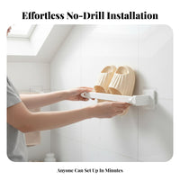 Space-Saving Wall Mounted Slipper Rack Waterproof No-Drill Draining Slipper Rack Long-Lasting for Renters, Students, Restroom, Dorm Room