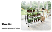 Multi-Tier Rolling Plant Stand Adjustable Shelves Multi-Level Plant Stand sturdy Duty Weather-Resistant for Sunroom, Living Room