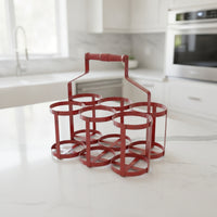 Beer Carrier Metal 6 Cup Drink Holder with Handle 6 Bottle Rack for Hosts