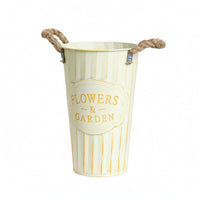 Iron Flower Planter Weathered Finish Home Decor Ribbed Detailing