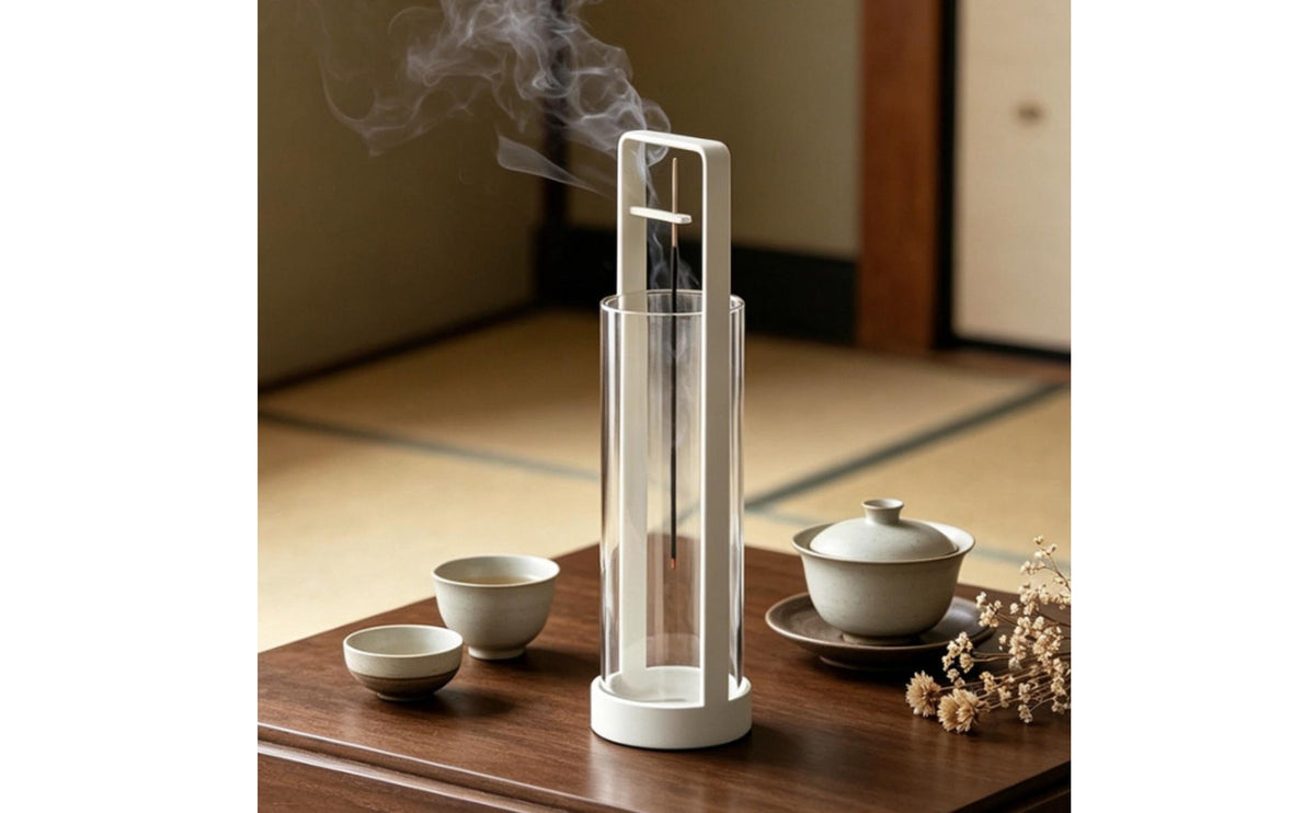 Scented Resin Burner Holder with Glass Modern Scented Resin Burner Holder with Glass Cup Minimalist for Meditation, Tea Room