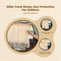 Car window shade blocks sun for infants.