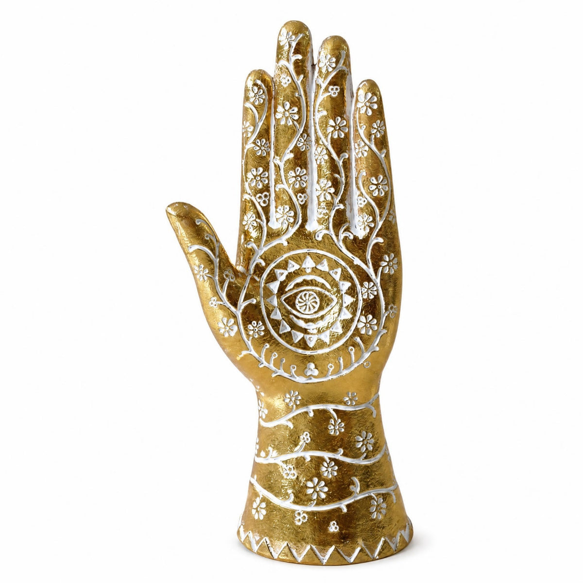 Eye Hand Decor Resin Golden Hand Ornament White Painted Detailing
